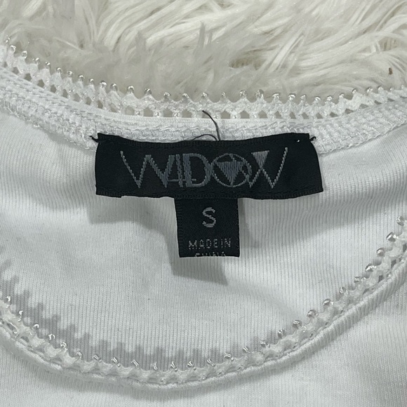 WIDOW Weeping Willow Graphic Babydoll Tee T-Shirt Puff Short Sleeve White Black - Picture 5 of 6